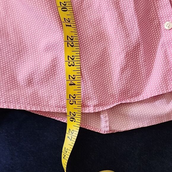 Land's End pink and white dotted button down plus size 18 No Iron Supima - Picture 9 of 9